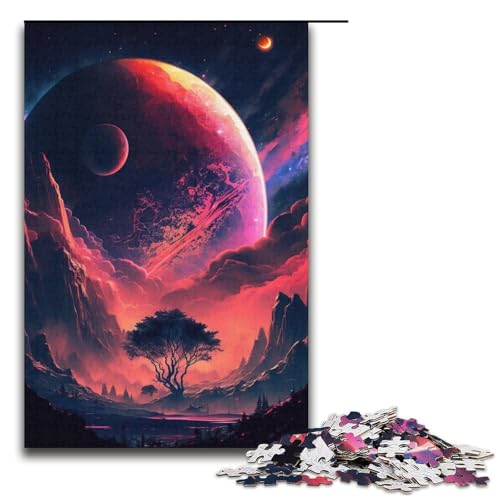 Puzzle mit 1000 Teilen für Erwachsene, farbenfrohes Planeten-Berge-Puzzle, Lernpuzzle, Größe 38 x 26 cm von LLONGKT