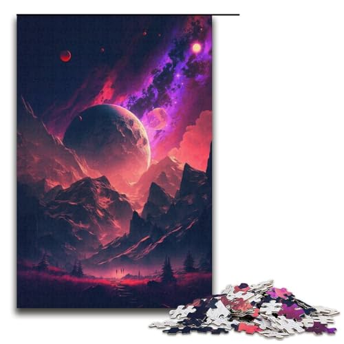 Puzzle mit 1000 Teilen für Erwachsene, farbenfrohes Planeten-Berge-Puzzle, Lernpuzzle, Größe 38 x 26 cm von LLONGKT