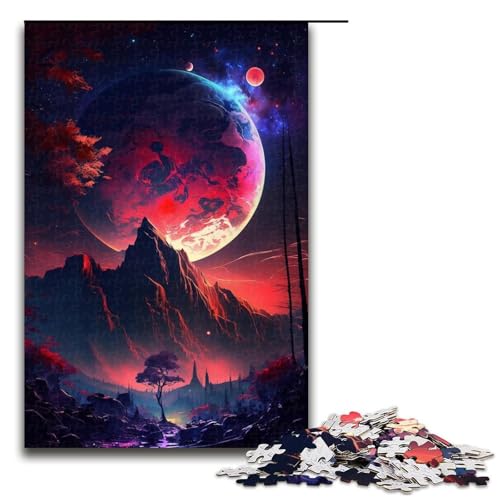 Puzzle mit 1000 Teilen für Erwachsene, farbenfrohes Planeten-Berge-Puzzle, Lernpuzzle, Größe 50 x 75 cm von LLONGKT