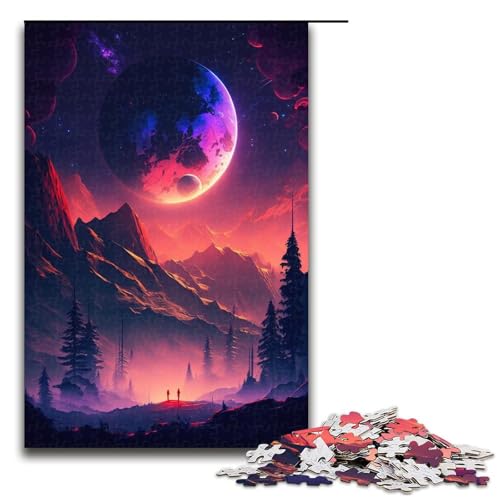 Puzzle mit 1000 Teilen für Erwachsene, farbenfrohes Planeten-Berge-Puzzle, Lernpuzzle, Größe 50 x 75 cm von LLONGKT