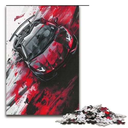 Puzzle mit 1000 Teilen für Erwachsene, farbenfrohes Quizspiel mit klassischen Sportwagen, anspruchsvoll zu vervollständigen, Aber unterhaltsam und humorvoll, Größe 38 x 26 cm von LLONGKT