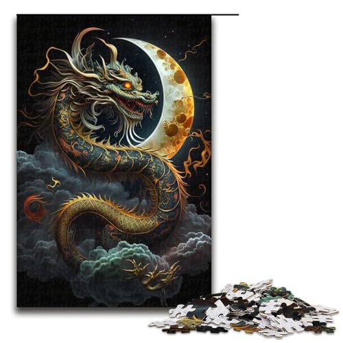 Puzzle mit 1000 Teilen für Erwachsene, geheimnisvoller Drache, Denkspiel, Wanddekoration, einzigartige Geburtstags (Größe 50 x 75 cm) von LLONGKT