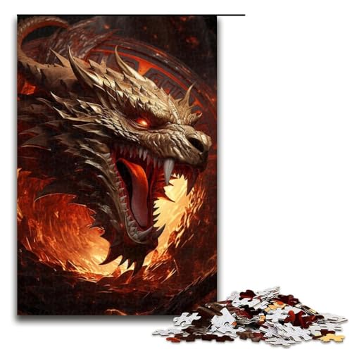Puzzle mit 1000 Teilen für Erwachsene, mythische Feuerdrachen, Denkspiel, Stressabbau, Urlaub zu Hause, Zeit totschlagen, Größe 50 x 75 cm von LLONGKT