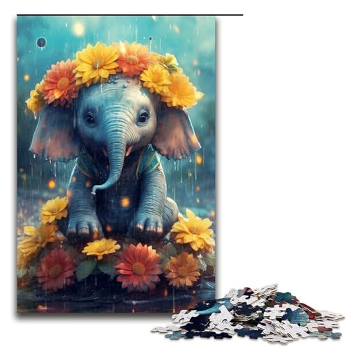 Puzzle mit 1000 Teilen für Erwachsene, süßes Quizspiel mit Elefantenbaby, anspruchsvoll zu vervollständigen, Aber lustig und humorvoll, Größe 50 x 75 cm von LLONGKT