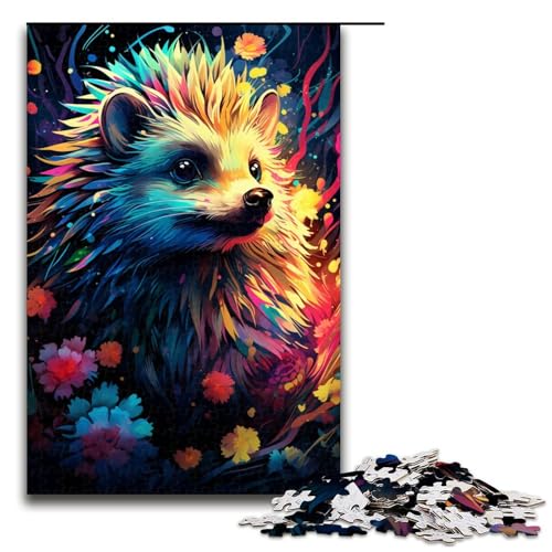 Puzzle mit 1000 Teilen für Erwachsene, zum Ausmalen, Igel, lustige Spiele für die ganze Familie, Weihnachts- und Geburtstagsgeschenke (Größe 50 x 75 cm) von LLONGKT