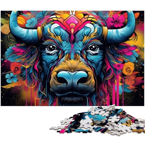 Puzzle mit Tiermotiven, Büffel, 1000 Teile, für Erwachsene und Jugendliche ab 14 Jahren, Größe 50 x 75 cm von LLONGKT