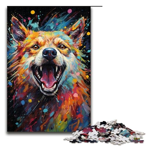 Puzzle zum Malen und Ausmalen von Hunden für Erwachsene, 1000 Teile, Familienaktivitätspuzzle, anspruchsvoll zu vervollständigen, Aber lustig und humorvoll, Größe 50 x 75 cm von LLONGKT