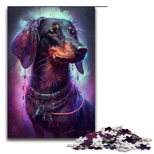 Puzzles 1000 Teile Dackel-Puzzle für Erwachsene, Holzpuzzle, praktisches Spiel (Größe 50 x 75 cm) von LLONGKT