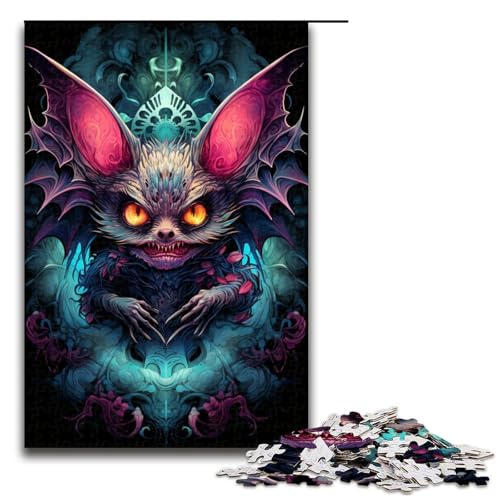 Puzzles 1000 Teile Fledermaus-Puzzle für Erwachsene, Holzpuzzle, praktisches Spiel (Größe 50 x 75 cm) von LLONGKT