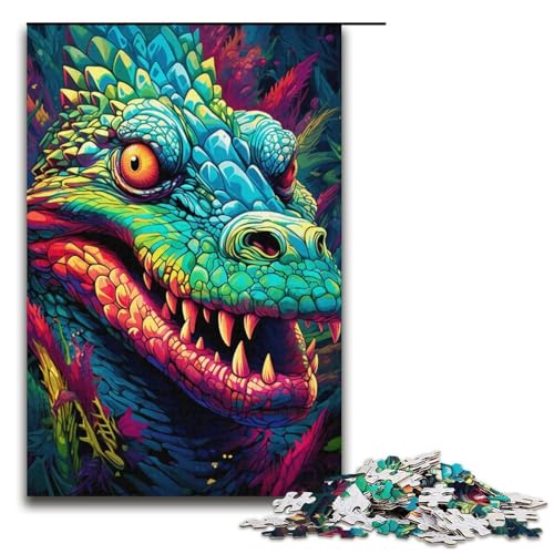 Puzzles 1000 Teile Krokodilpuzzle für Erwachsene, Papppuzzle, praktisches Spiel (Größe 38 x 26 cm) von LLONGKT