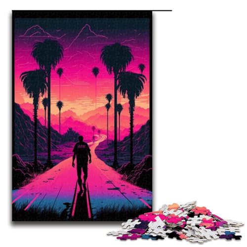 Puzzles 1000 Teile Neonlandschaftspuzzle für Erwachsene, Holzpuzzle, praktisches Spiel (Größe 50 x 75 cm) von LLONGKT