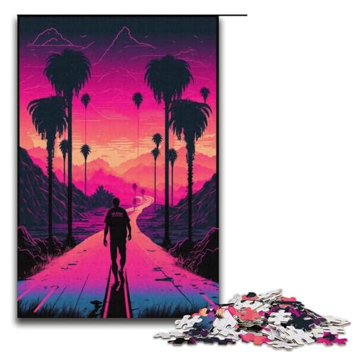 Puzzles 1000 Teile Neonlandschaftspuzzle für Erwachsene, Papppuzzle, praktisches Spiel (Größe 38 x 26 cm) von LLONGKT