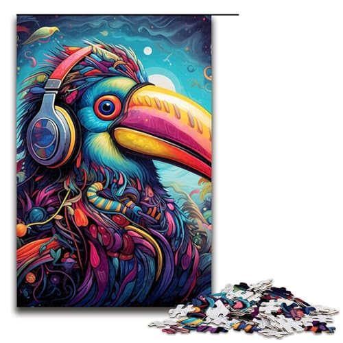 Puzzles Bunter Tukan 1000 Teile Puzzle für Erwachsene Lernspiele Künstlersammlung, Bildende Kunst für Jugendliche ab 14 Jahren Größe 50x75cm von LLONGKT