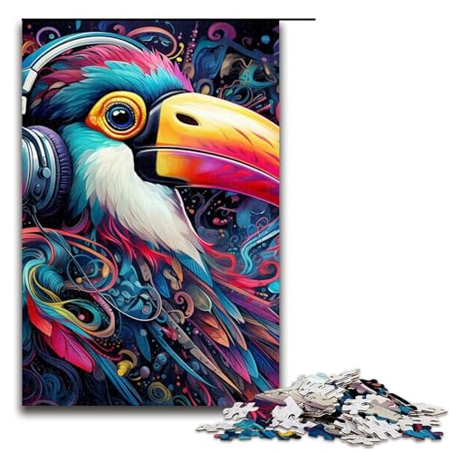 Puzzles Bunter Tukan 1000 Teile Puzzle für Erwachsene Lernspiele Künstlersammlung, Bildende Kunst für Jugendliche ab 14 Jahren Größe 50x75cm von LLONGKT