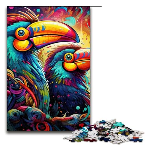 Puzzles Bunter Tukan 1000 Teile Puzzle für Erwachsene Lernspiele Künstlersammlung, Bildende Kunst für Jugendliche ab 14 Jahren Größe 50x75cm von LLONGKT