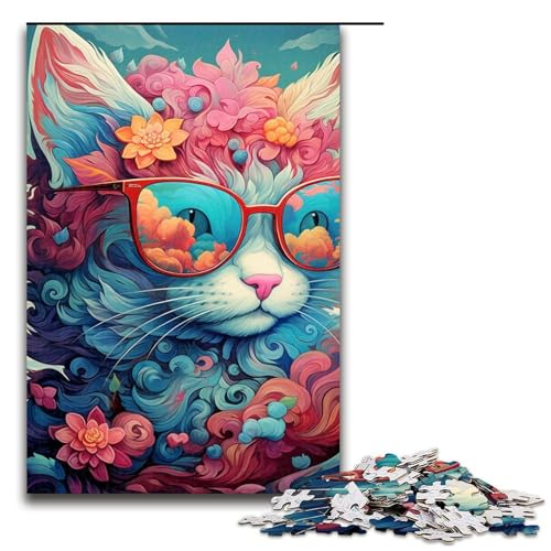 Puzzles Katze 1000 Teile Puzzle für Erwachsene Lernspiele Künstlersammlung, Bildende Kunst für Jugendliche ab 14 Jahren Größe 50x75cm von LLONGKT