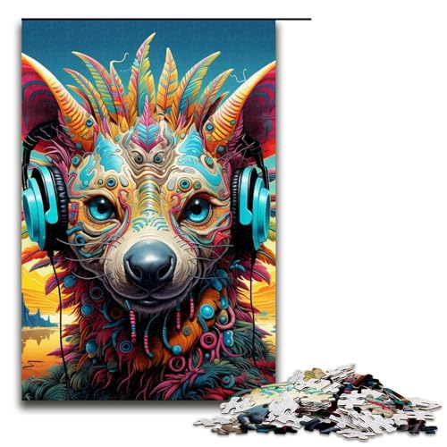 Puzzles Tierhyäne 1000-teiliges Puzzle für Erwachsene, Lernspiele, Künstlersammlung, Bildende Kunst für Jugendliche ab 14 Jahren, Größe 50 x 75 cm von LLONGKT
