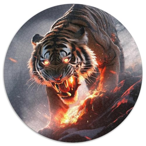 Puzzles für 1000 Teile, Tiger, rund, Puzzles für Teenager, Familien-Lernspiele, Heimdekoration, Geschenk (Größe 67,5 x 67,5 cm) von LLONGKT