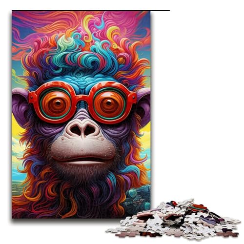 Puzzles für Erwachsene, 1000 Affen-Puzzle für Erwachsene, Holzpuzzle, anspruchsvolles Spiel, Größe 50 x 75 cm von LLONGKT
