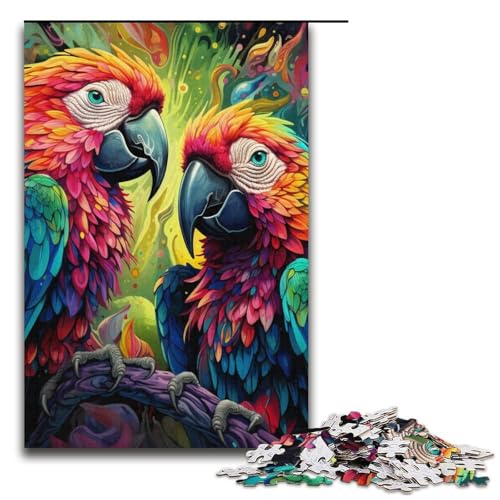 Puzzles für Erwachsene, 1000 Bunte Papageien-Puzzles für Erwachsene, Kartonpuzzle, anspruchsvolles Spiel, Größe 38 x 26 cm von LLONGKT