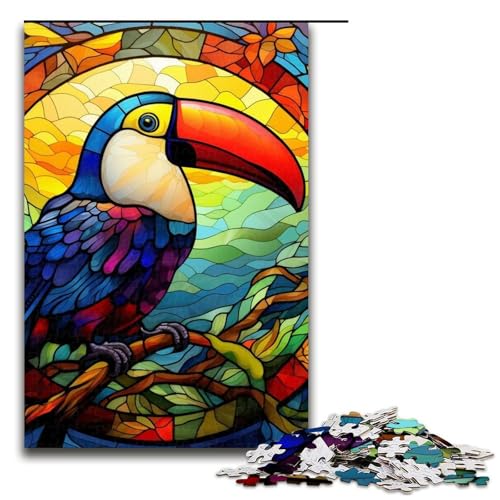 Puzzles für Erwachsene, 1000 Buntglas-Tukan-Puzzle für Erwachsene, Holzpuzzle, anspruchsvolles Spiel, Größe 50 x 75 cm Puzzles für Erwachsene, 1000 Buntglas-Tukan-Puzzle für Erwachsene, Holzpuzzle, anspruchsvolles Spiel, Größe 50 x 75 cm von LLONGKT