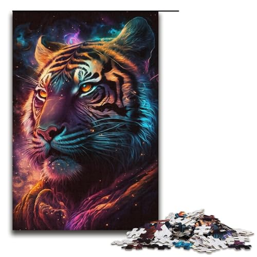 Puzzles mit 1000 Teilen für Teenager, Weltraum-Tiger-Puzzle für Erwachsene, Kartonpuzzle, Lernspiele für Erwachsene, Größe 38 x 26 cm von LLONGKT
