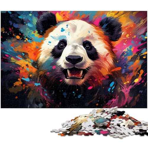Puzzlespiel mit 1000 Teilen, farbenfroh, psychedelisch, süßer Kleiner Panda, Puzzle für Erwachsene, Holzpuzzle, Spielzeug, Wanddekoration, Größe 50 x 75 cm von LLONGKT