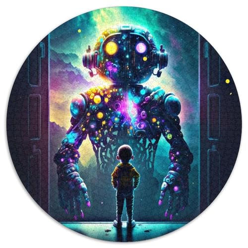 Robotic Dreams Runde Puzzles aus Pappe für Erwachsene, 1000-teiliges Denkspiel, Spiel für Erwachsene, interaktive Familienaktivität (Größe 67,5 x 67,5 cm) von LLONGKT