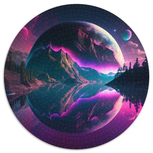 Runde Puzzles aus Karton mit Landschaft auf einem fremden Planeten, 1000-teiliges Denkspiel für Erwachsene, Spiel für Erwachsene, interaktive Familienaktivität (Größe 67,5 x 67,5 cm) von LLONGKT