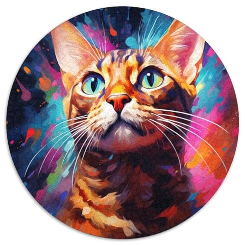 Rundes Ozelot-Puzzle mit 1000 Teilen für Erwachsene, Denkspiel für Teenager, (Größe 67,5 x 67,5 cm) von LLONGKT