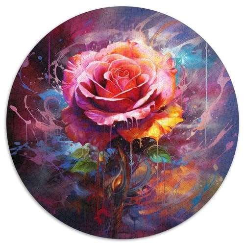 Rundes Puzzle aus Rosenkarton mit 1000 Teilen für Erwachsene, anspruchsvolles DIY-Denkspiel für Teenager (Größe 67,5 x 67,5 cm) von LLONGKT