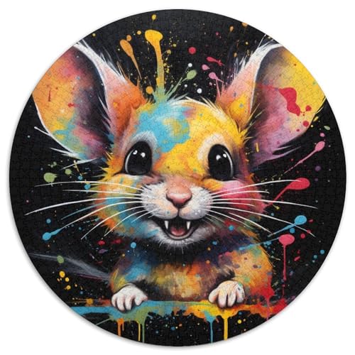 Rundes Puzzle mit Mausmotiv, 1000 Teile, für Erwachsene, anspruchsvolles DIY-Denkspiel, perfektes Familienspiel oder dekoratives Geschenk (Größe 67,5 x 67,5 cm) von LLONGKT