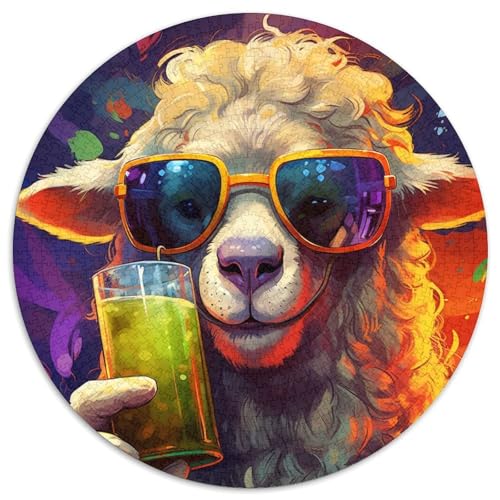 Schaf trinkt Bier Puzzle für Erwachsene, 1000 Teile, pädagogisches Denkspiel, künstlerische Heim- und Bürodekoration, ab 14 Jahren (67,5 x 67,5 cm) von LLONGKT