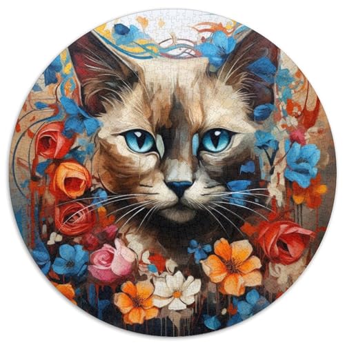 Siamkatzen-Puzzle für Erwachsene, 1000 Teile, pädagogisches Denkspiel, künstlerische Heim- und Bürodekoration, ab 14 Jahren (67,5 x 67,5 cm) von LLONGKT