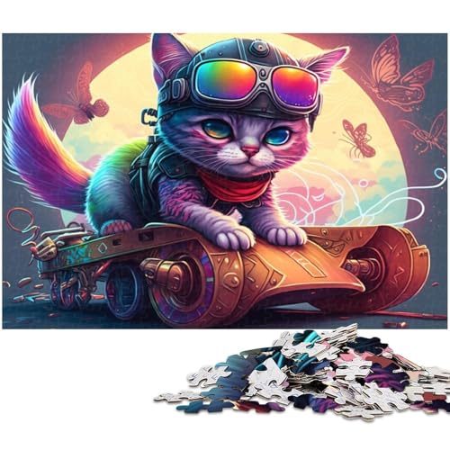 Skateboard-Katze für Erwachsene, 1000 Teile, Unmögliches Puzzle für Jugendliche ab 14 Jahren, Größe 38 x 26 cm von LLONGKT