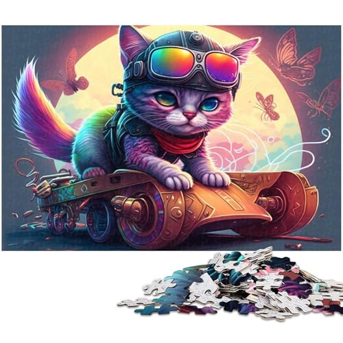 Skateboard-Katze für Erwachsene, 1000 Teile, Unmögliches Puzzle für Jugendliche ab 14 Jahren, Größe 50 x 75 cm von LLONGKT