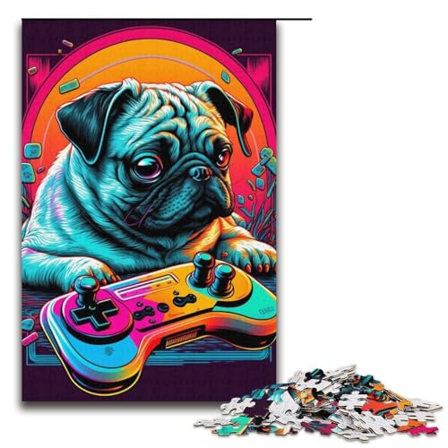 Spiel Mops Puzzle 1000 Teile für Erwachsene Puzzle Gutes Geschenk für und Teenager ab 14 Jahren Größe 38x26cm von LLONGKT