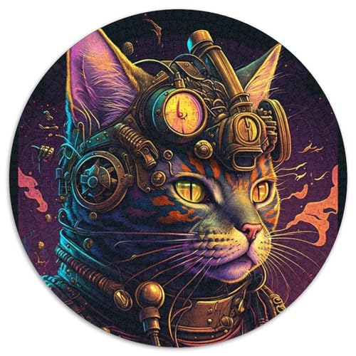 Steampunk-Katzen-Puzzle für Erwachsene, 1000 Teile, pädagogisches Denkspiel, künstlerische Heim- und Bürodekoration, ab 14 Jahren (Größe 67,5 x 67,5 cm) von LLONGKT
