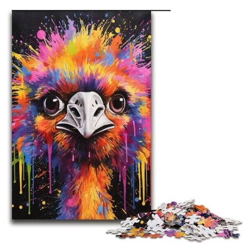 Straußenpuzzle für Erwachsene, 1000 Teile, Puzzlespiel für Jugendliche ab 14 Jahren, Größe 38 x 26 cm von LLONGKT