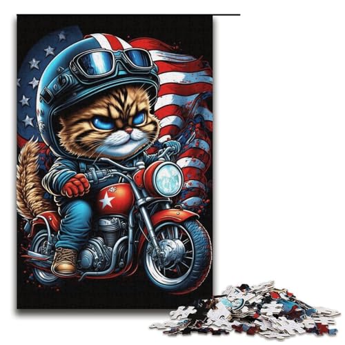 Teenager-Puzzle „Cat Rider“, 1000 Teile, Papppuzzle, geeignet für Erwachsene, tolles Geschenk für Erwachsene, Größe 38 x 26 cm von LLONGKT