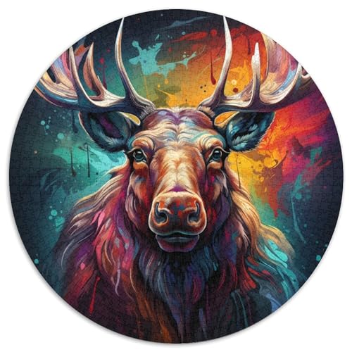 Tier-Elch-Puzzle für Erwachsene, 1000 Teile, anspruchsvolles Denkspiel für Teenager, Spaß für den Spieleabend mit der Familie (Größe 67,5 x 67,5 cm) von LLONGKT
