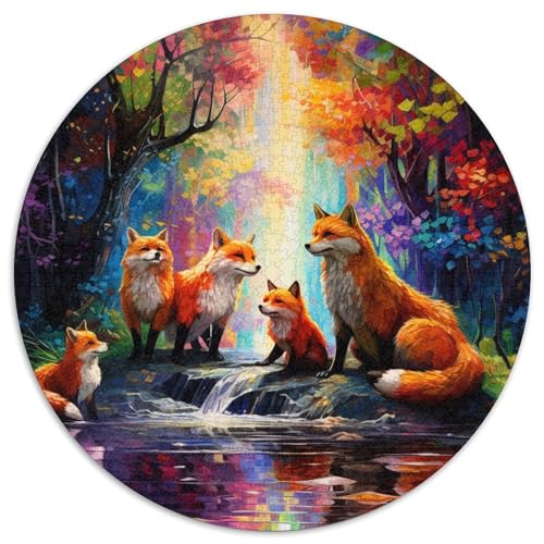 Tierfüchse, runde Puzzles aus Pappe für Erwachsene, 1000-teiliges Denkspiel, Spiel für Erwachsene, interaktive Familienaktivität (Größe 67,5 x 67,5 cm) von LLONGKT