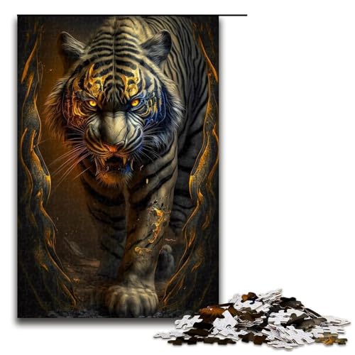 Tiger-Puzzle für Erwachsene, 1000 Teile, als Geschenk, lustig, für Teenager ab 14 Jahren, Größe 50 x 75 cm von LLONGKT