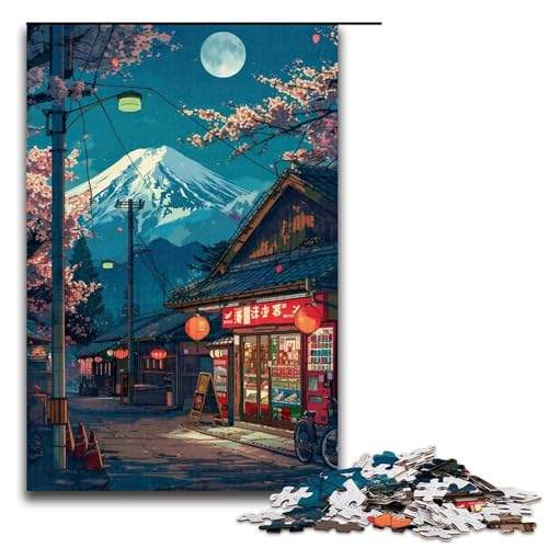 Wunderschönes 1000-teiliges Puzzle mit dem Berg Fuji für Erwachsene, Denksportaufgabe, Künstlersammlung, Bildende Kunst (Größe 50 x 75 cm) von LLONGKT