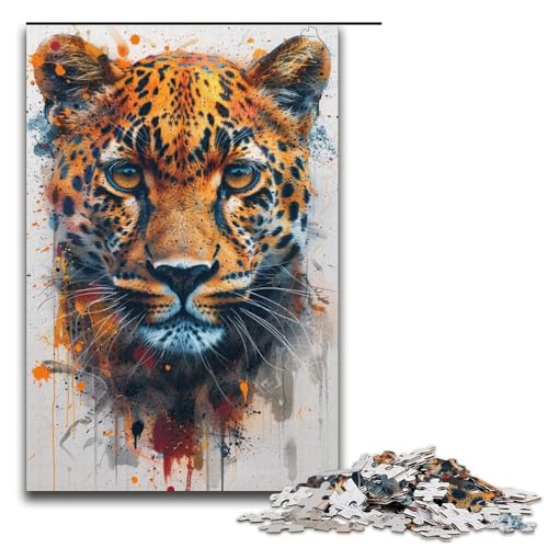 Wunderschönes Leoparden-Puzzle für Erwachsene, 1000 Teile, anspruchsvolles Spielangebot als Geschenk für die ganze Familie (Größe 38 x 26 cm) von LLONGKT