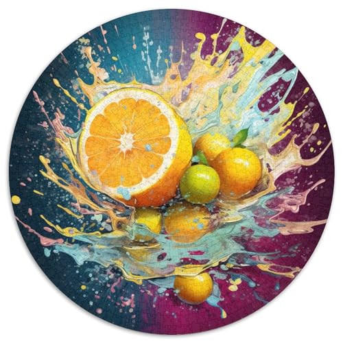 Zitronen-Puzzle aus Pappe, rund, 1000 Teile, Puzzle für Erwachsene, Denkspiel für Teenager und Familieninteraktion (67,5 x 67,5 cm) von LLONGKT