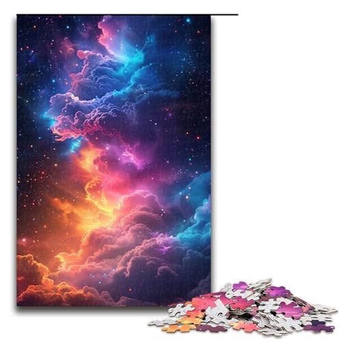 für Erwachsene, 1000 Teile, Regenbogen-Universum-Puzzle für Erwachsene, schwieriges und anspruchsvolles Holzpuzzle (Größe 50 x 75 cm) von LLONGKT