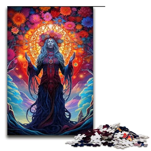 für Erwachsene, 1000 Teile, farbenfrohes Puzzle mit mystischer Figur, für Erwachsene, schwieriges und herausforderndes Holzpuzzle (Größe 50 x 75 cm) von LLONGKT