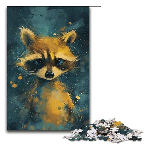 für Erwachsene, 1000 Teile, süßes kleines gelbes Waschbär-Puzzle für Erwachsene, Papppuzzle, schwierig und herausfordernd (Größe 38 x 26 cm) von LLONGKT