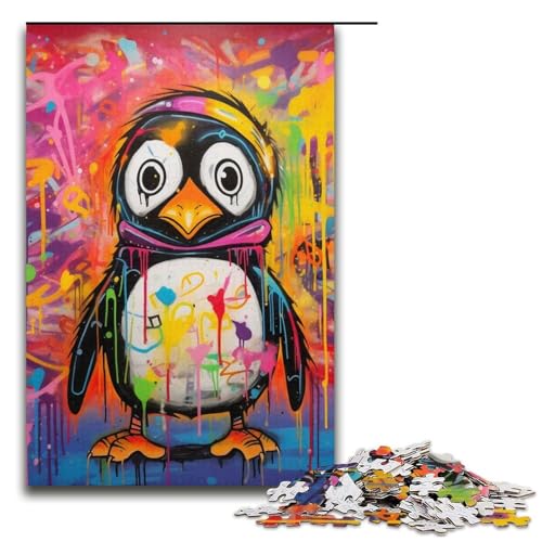 für Erwachsene, 1000-teiliges Pinguin-Graffiti-Mal-Puzzle für Erwachsene, Papppuzzle, tolles Geschenk, Größe 38 x 26 cm für Erwachsene, 1000-teiliges Pinguin-Graffiti-Mal-Puzzle für Erwachsene, Papppuzzle, tolles Geschenk, Größe 38 x 26 cm von LLONGKT